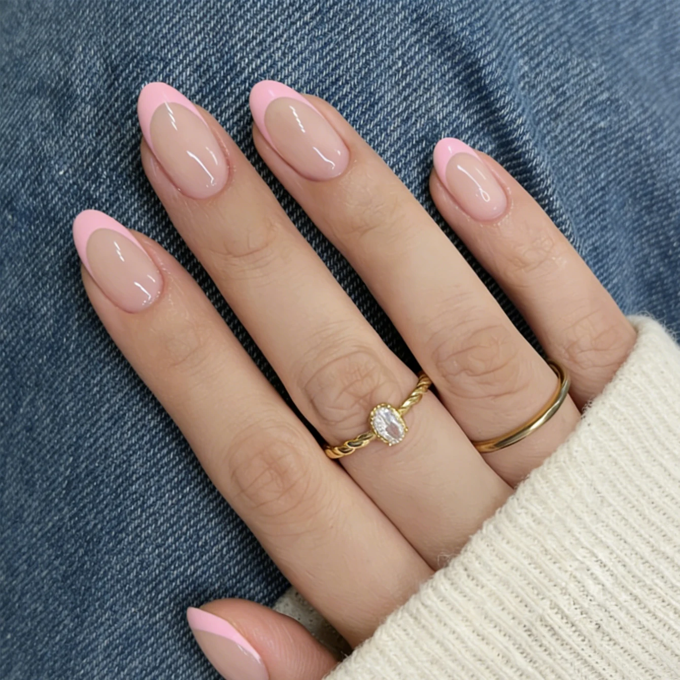 24 Stück - Französische Mandelnägel mit weißem Rand - Aufhellendes Nagelkunst-Set mit abnehmbaren Kunstnägeln für Festivals, Verabredungen und den täglichen Gebrauch – Detail 4