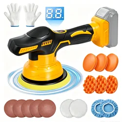 LaiPuDuo Cordless Car Buffer Polisher 5000RPM 8 Variable Speed Portable Orbital Buffer Polisher Kit for Dewalt 20V Battery Pin