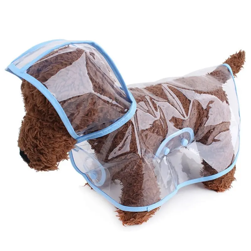 Pet Dog Raincoat Puppy Transparent Rainwear Pet Hooded Waterproof Jacket Clothes Soft PVC Raincoat Suitable For Small Dogs