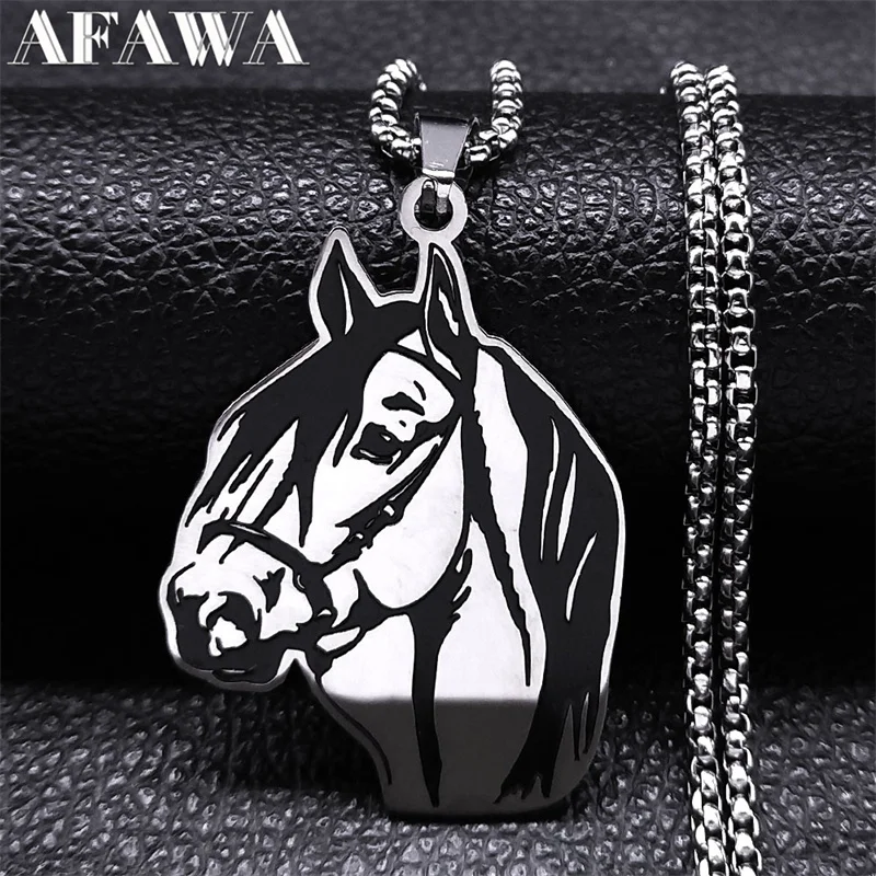 

Horse Head Pendant Necklace for Women/Men Stainless Steel Animal Chain Necklaces Horse Lover Gift Accessories Jewelry colgantes