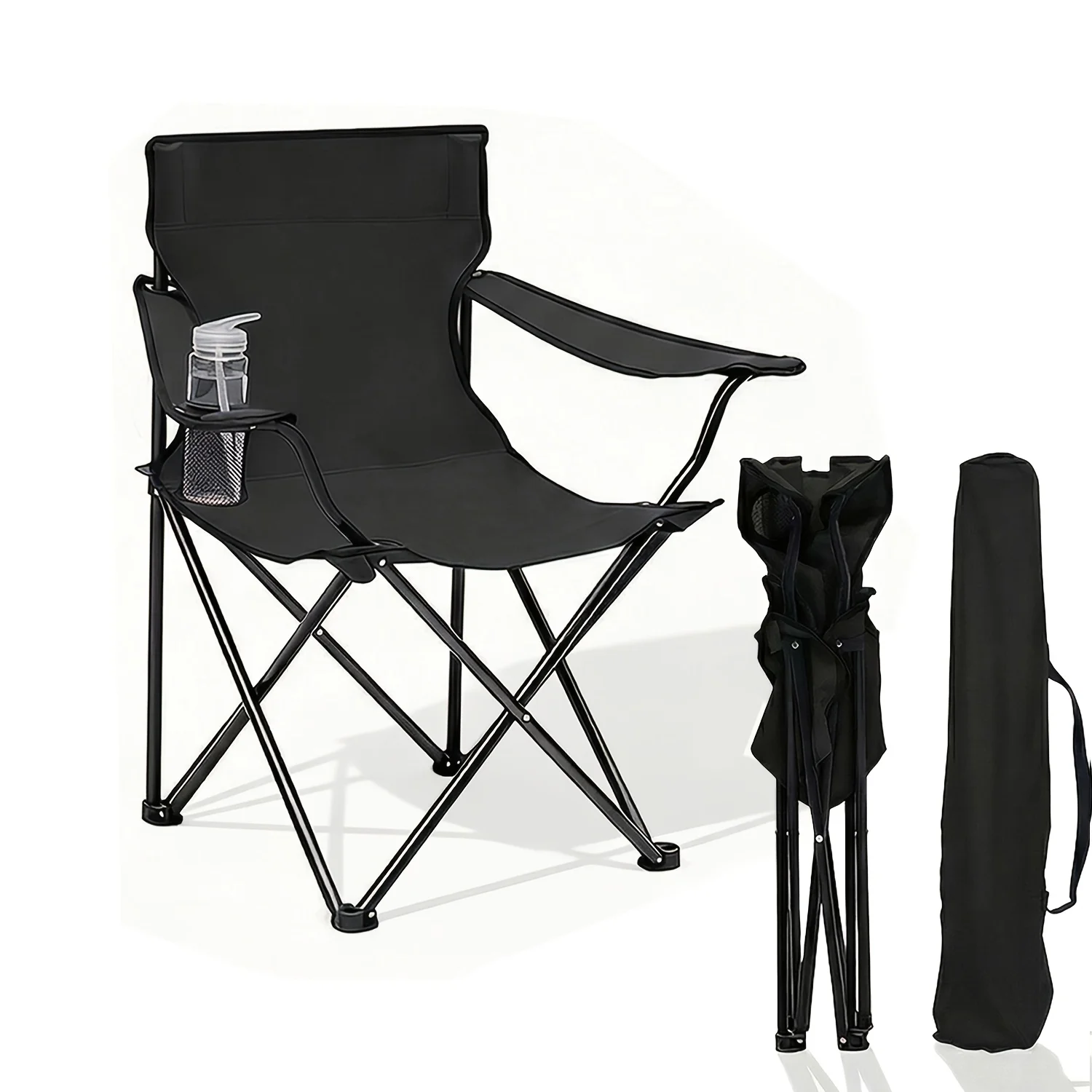 

Folding garden chair, weight capacity 308.65 lbs, sturdy outdoor folding chair with cup holders, made from 600D Oxford fabric