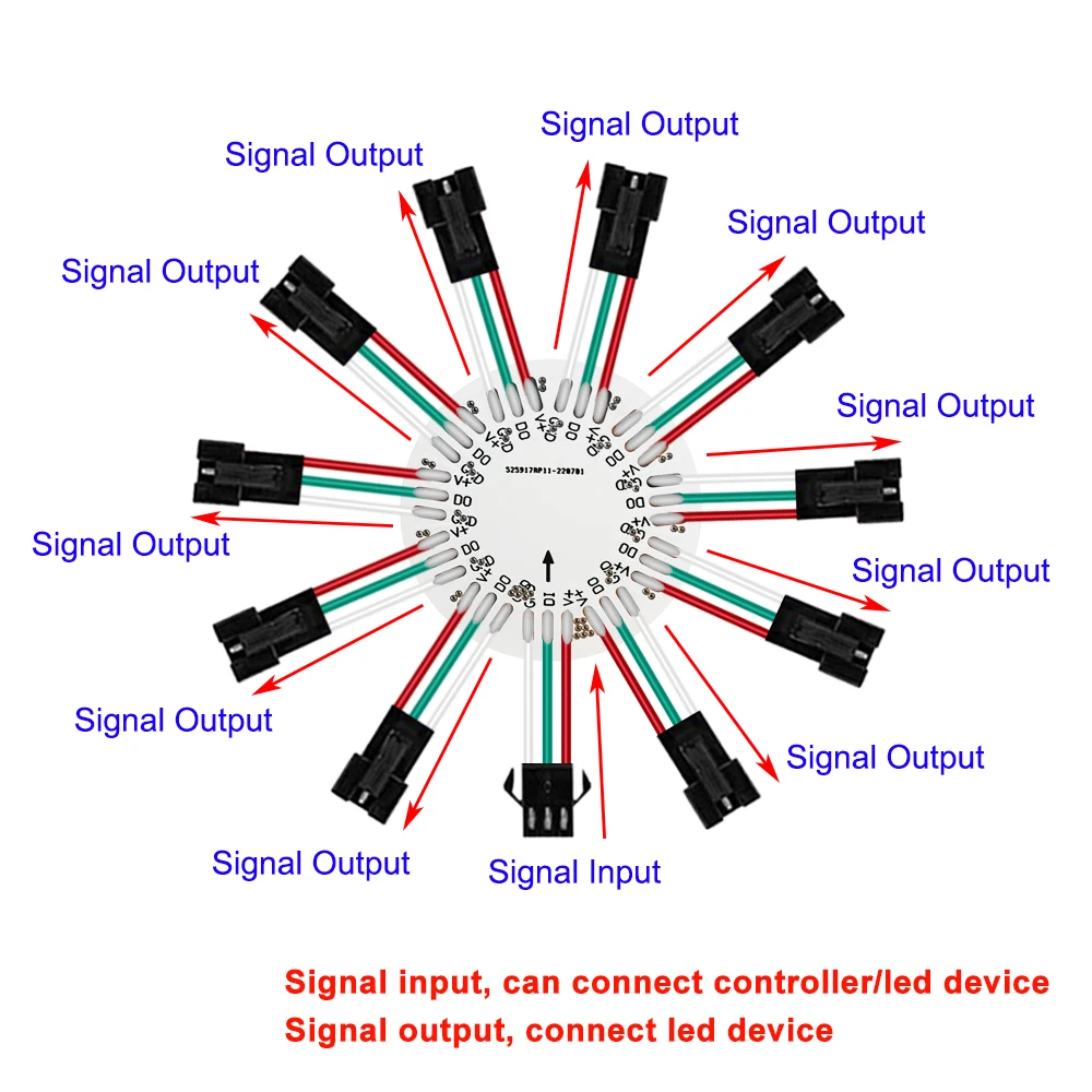 Kit de módulos LED Firework Pixel Lights, derivação de 11 canais, endereçável individualmente, 3Pin, 8, 16, 24, 35, 45 Ring, 5050, RGB, DC5V, WS2812B