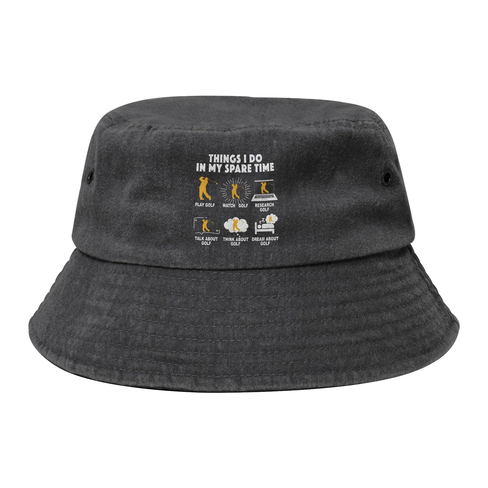 Spring Headwear Things I Do In My Spare Time Funny Golfer Bucket Hats Women Men Distressed Denim Sun Hats Boonie Hat Fishing Cap