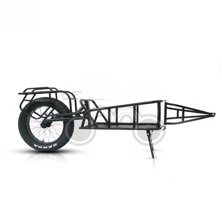 Single Wheel Fat Tire Bicycle Cargo Trailer for Hunting Steel Frame Electric Bike Trailer with Suspension