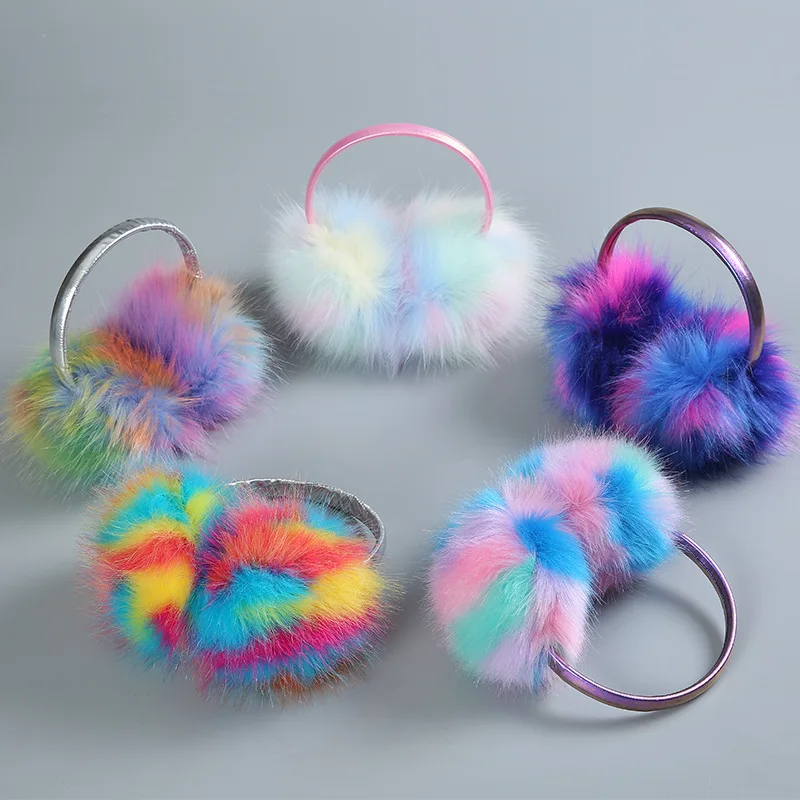 Warm ear muffs winter ear covers colorful cold-proof imitation rabbit fur over-the-head ear wraps winter ear protectors