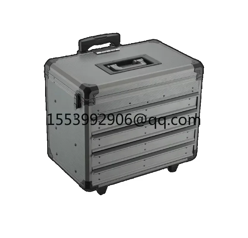 NEW Product Aluminum Storage metal empty tool box Trolley Case for Salesman with Drawer