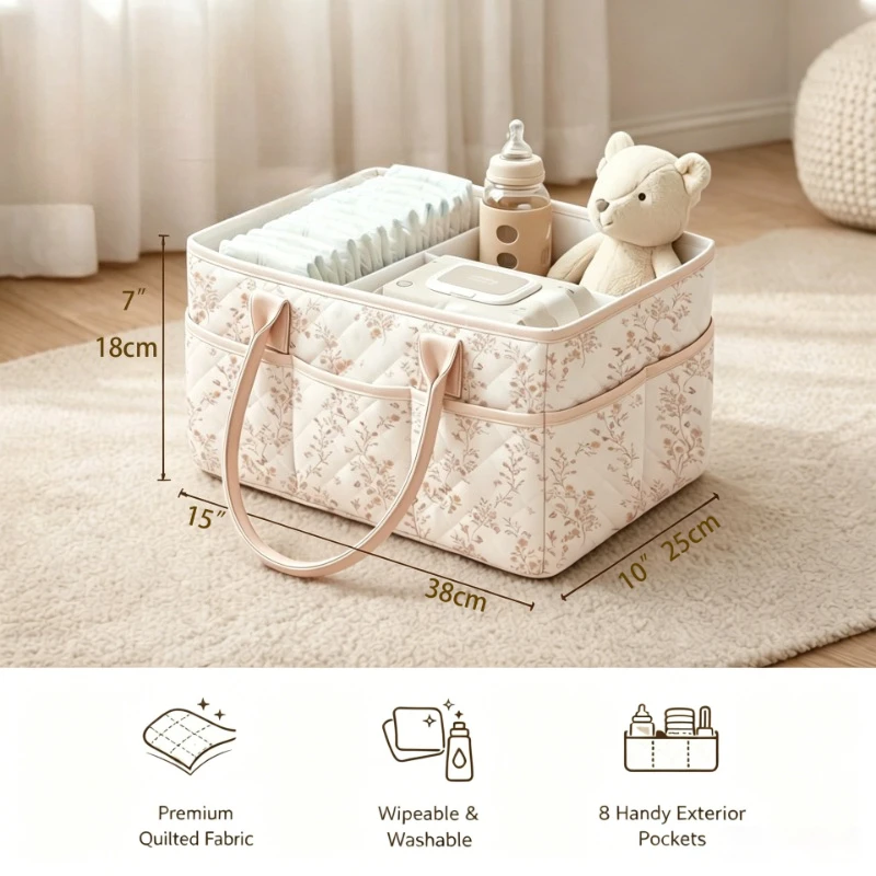 Large Capacity Diaper Bag Baby Diaper Changing Basket Portable Folding Handheld Milk Powder Storage Bag