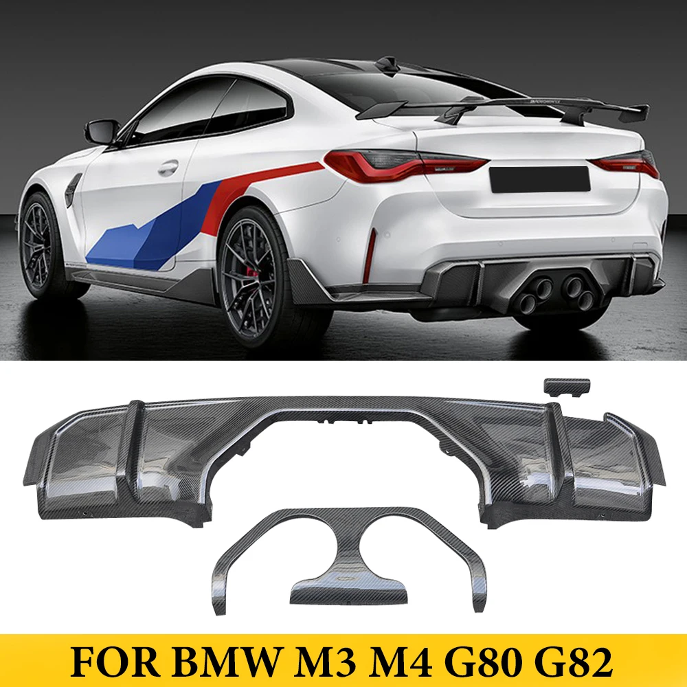 

For BMW M3 M4 G80 G82 Carbon Fiber MP Style Rear Bumper Lip Diffuser Spoiler Auto Tuning