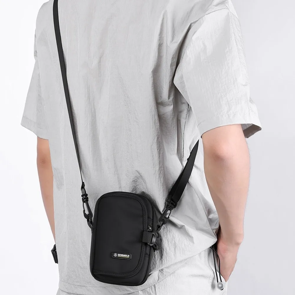 Fashion Casual Men Crossbody Bag Multi-Pockets Large Capacity Phone Storage Bag Square Multi-functional Wallet Hiking