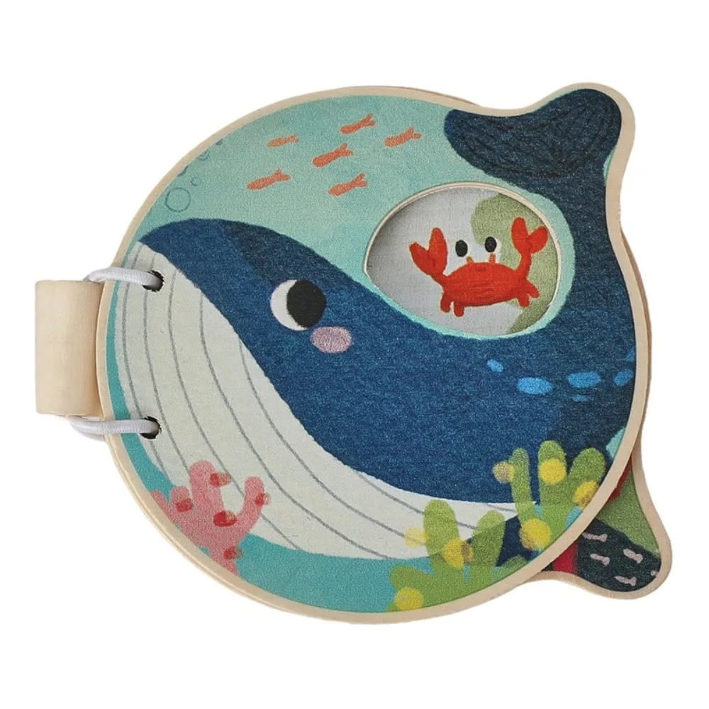 Marine Animals Illustration Montessori Baby Book Early Learning Wooden Material Wooden Boo Home Educational Durable Construction