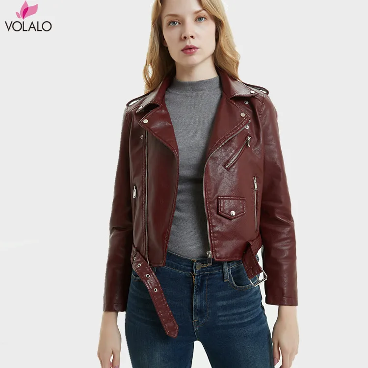 2024 New Fashion Women Smooth Motorcycle Faux Leather Jackets Ladies Long Sleeve Autumn Winter Biker Streetwear Black Short Coat