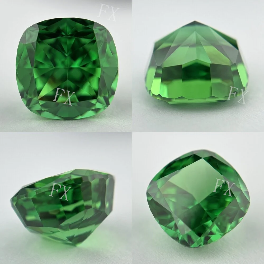 

6x6~12x12mm Cushion Crushed Ice Cut Green color Cubic Zirconia Loose Gemstone AAAAA CZ for Woman‘s’ gift Jewelry