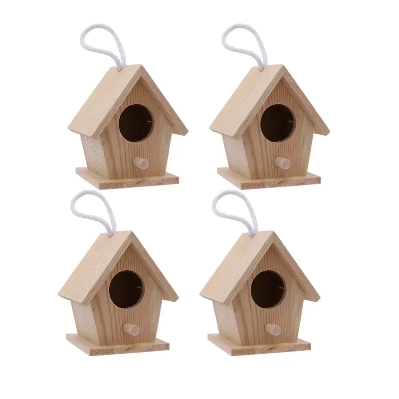 Natural Unfinished Handmade Christmas Wood Bird House Cheap Bird Houses Small Wooden Bird Houses