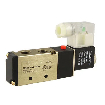 4V210-08 5 Ways 2 Position Single Solenoid Valve DC 24V