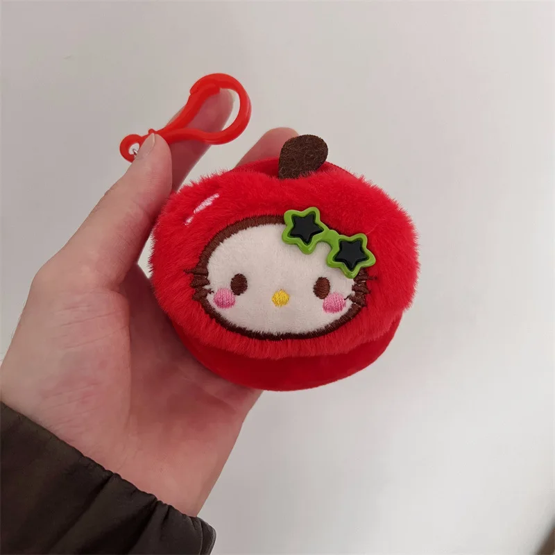 المألوف العصرية الكرتون الفاكهة سلسلة التفاح الكمثرى الأناناس جولة أفخم محفظة نسائية للعملات المعدنية المحمولة سماعة حقيبة التخزين قلادة #6