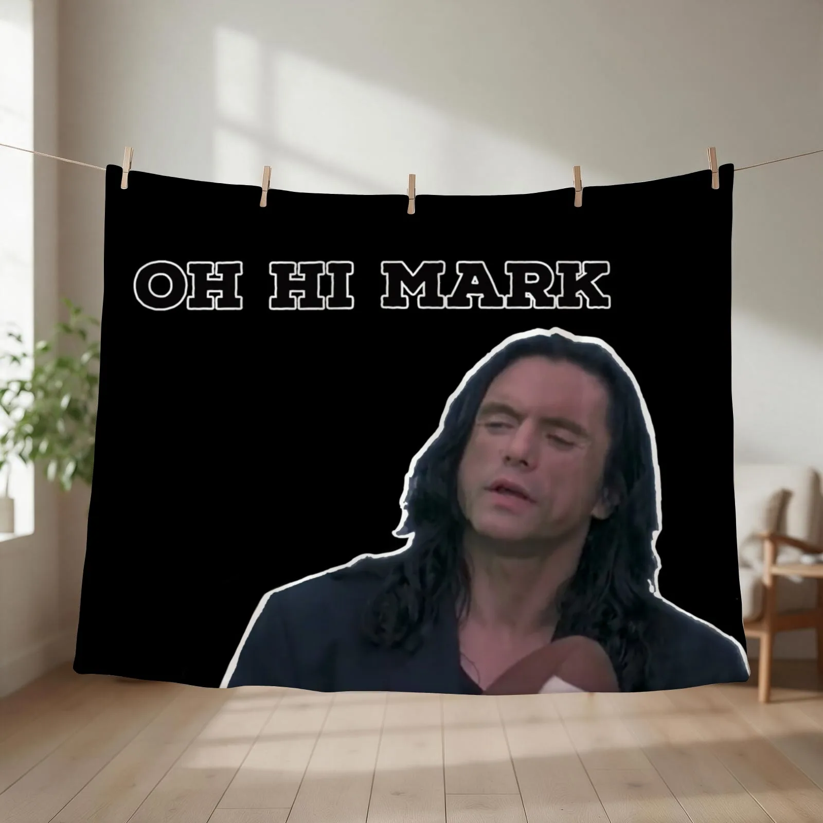 Oh hi Mark Wiseau Throw Blanket couch cozy soft plush fuzzy picnic outdoor blanket