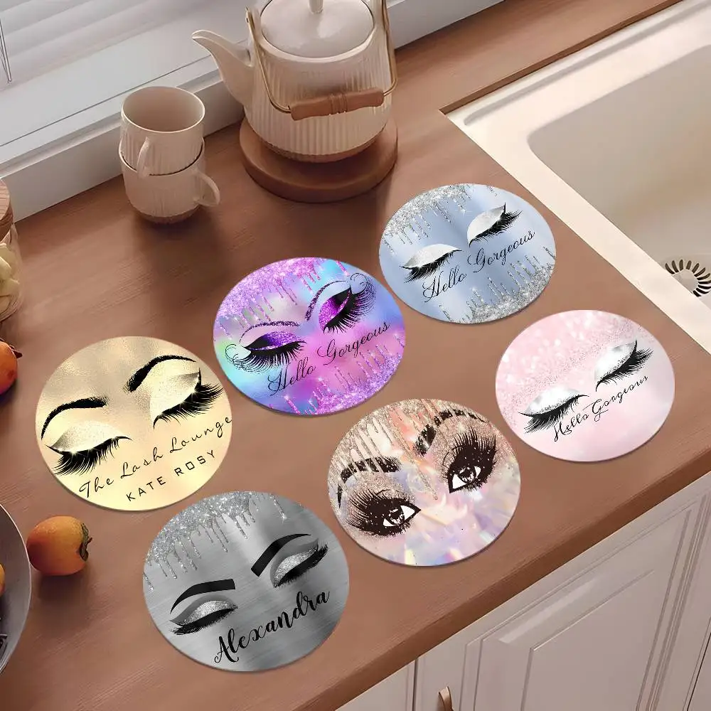 Beauty Makeup Eyelash Coasters 10cm Round Wooden Suitable For Drinks Tea Coffee Home Gift Choice Holidays