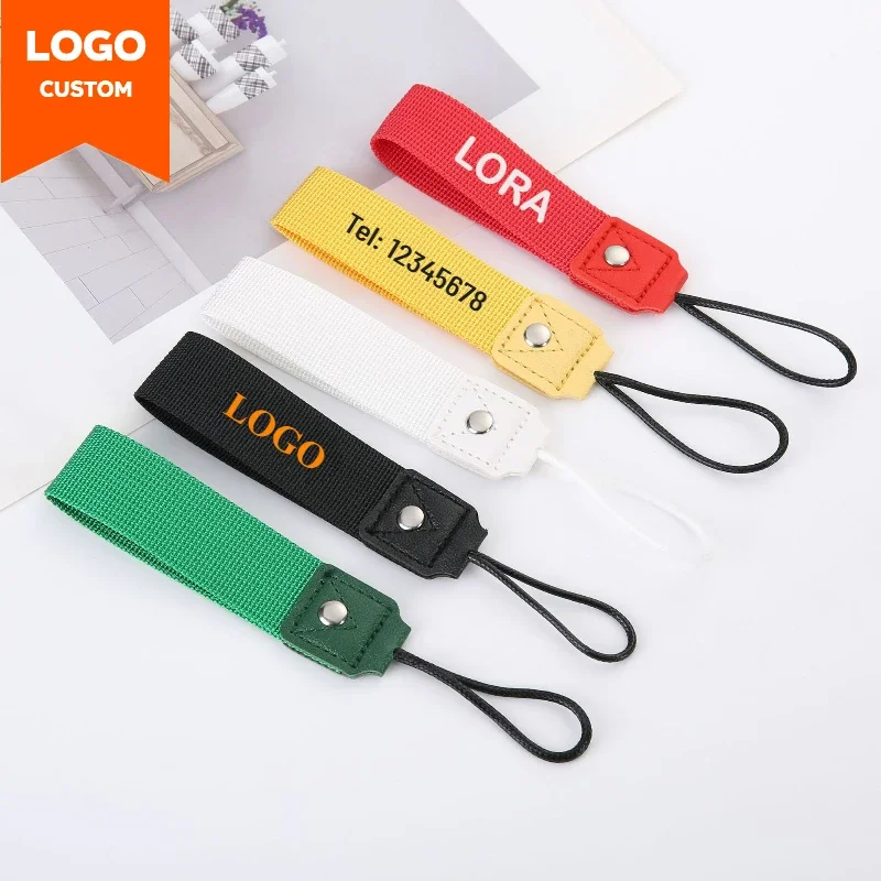 Customized Strap for Mug Water Bottle Phone Pendant Keychain Printed Emboidered LOGO Name Number Personnalized Key Chain Gift