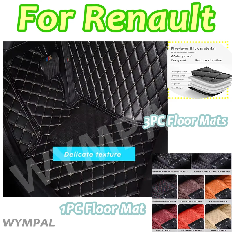 

Luxury Car Floor Mats For Renault Captur Koleos Fluence Arkana Duster Laguna Zoe Pulse Clio Latitude Scénic Twingo accessories