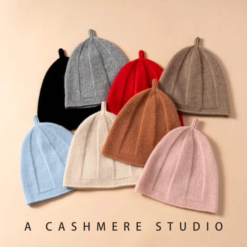 High Quality Pure Cashmere Children's Hats Winter New Fashion Beancaps Warm Boys and Girls Cute Solid Color Knitted Skullcaps