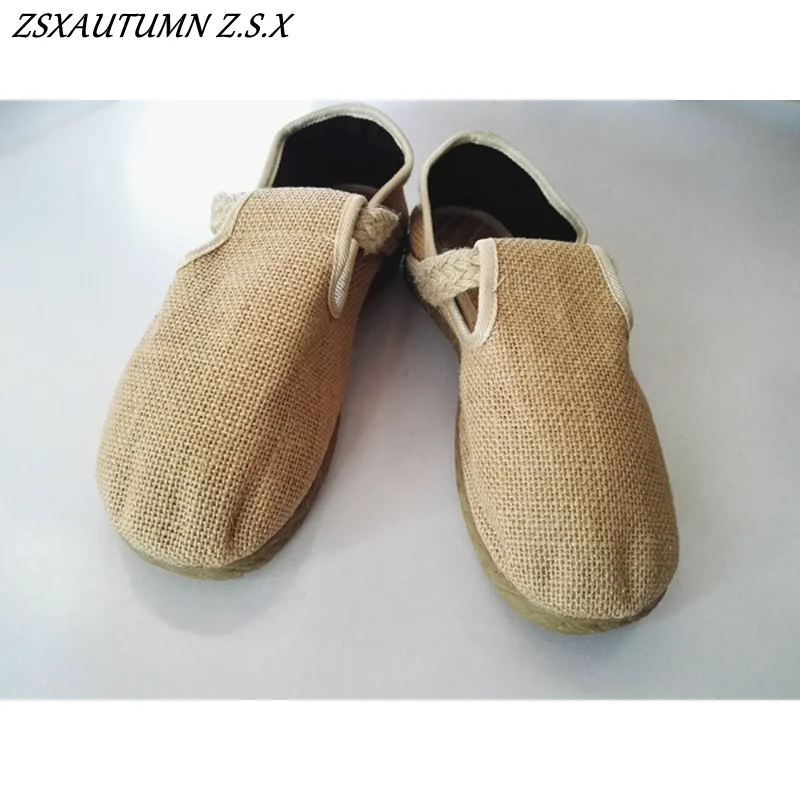 Grass Woven Cloth Shoes Men\'s Women\'s 2023 Spring Summer New Flat Women\'s Shoes Chinese Style Vintage Couple Shoes Slip-ons