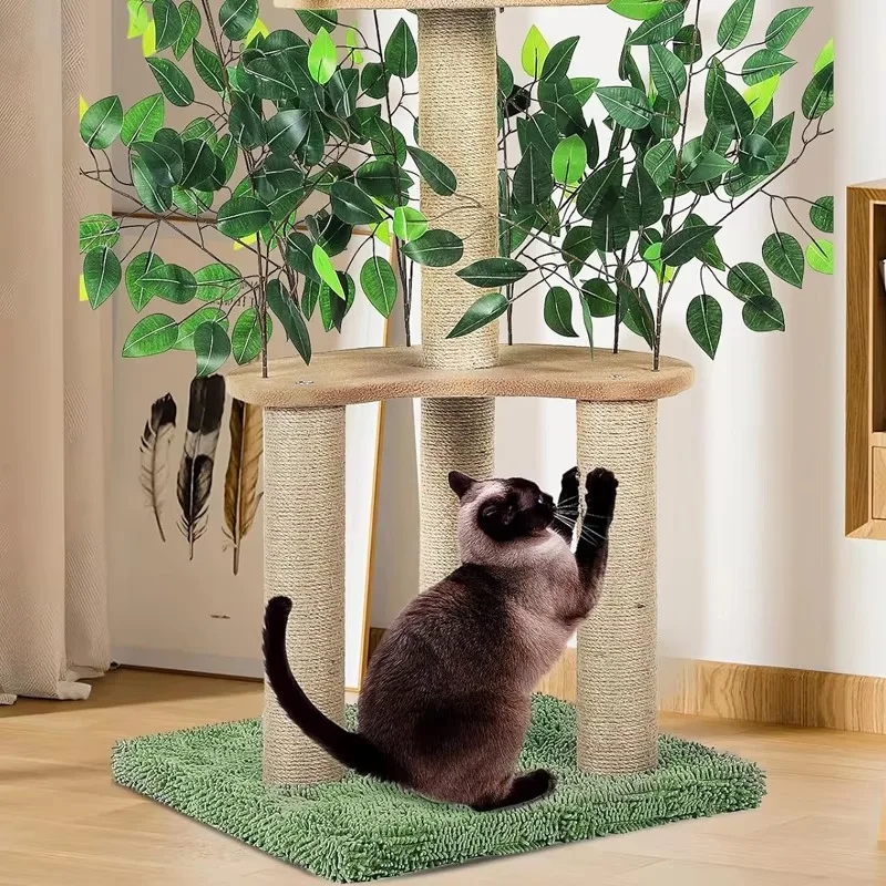 

cat scratching post Pet Cat Product Modern Artificial Tree Branch Wood Floor to Ceiling Multi-level Cat ToysTower Wooden Cat Tr