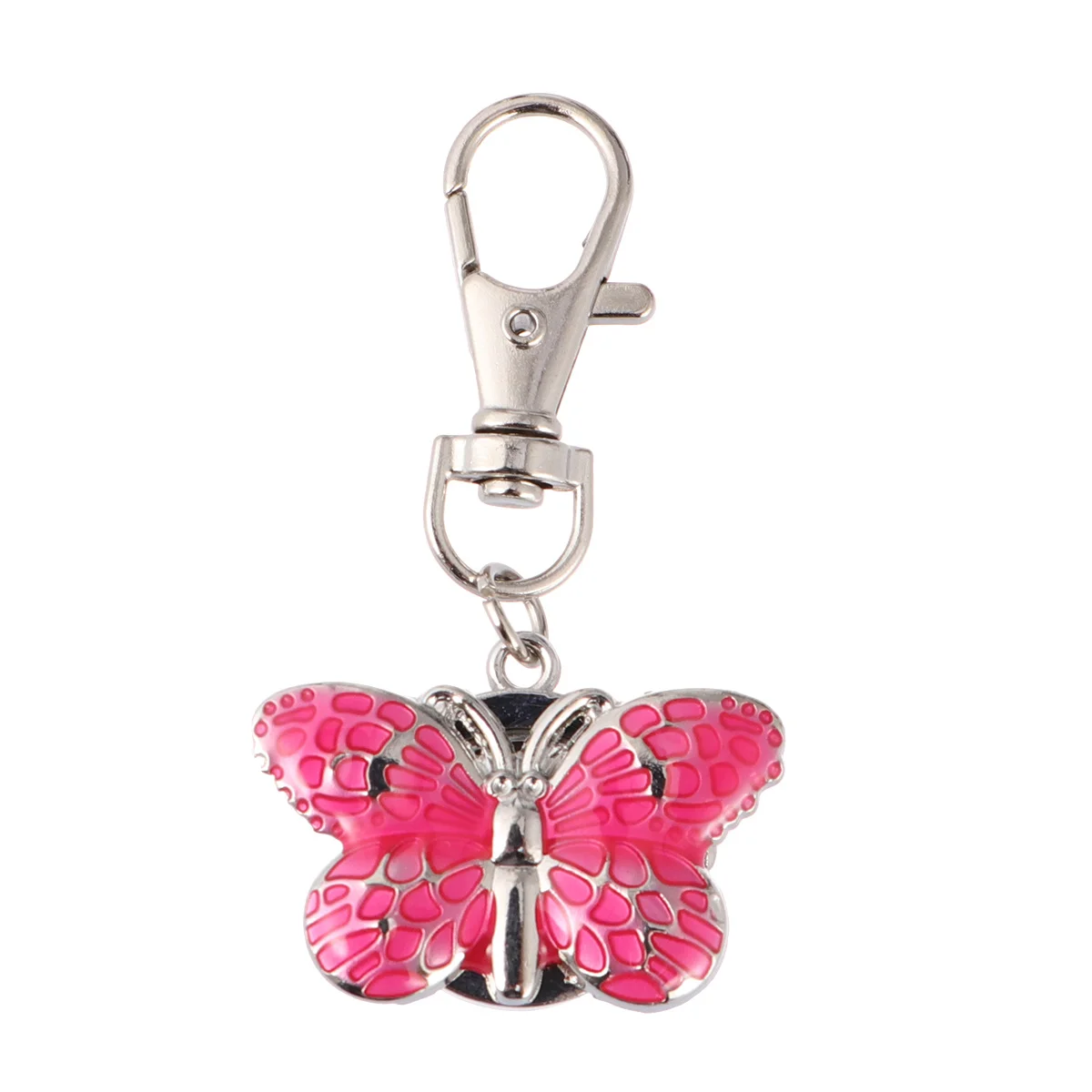 1 قطعة سلسلة المفاتيح جيب الوردي حركة الكوارتز قرص دائري كبير سهل القراءة الوقت المحمولة كيرينغ ساعة للنساء الطلاب هدية