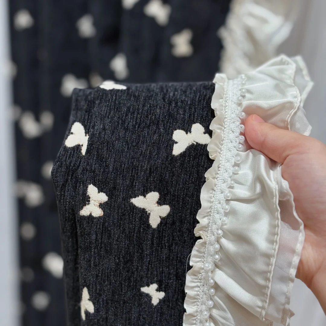 Vintage French Black Bow Jacquard Blackout Curtain, Soft Chenille Textured Window Drapes for Bedroom Living Room Home Decor