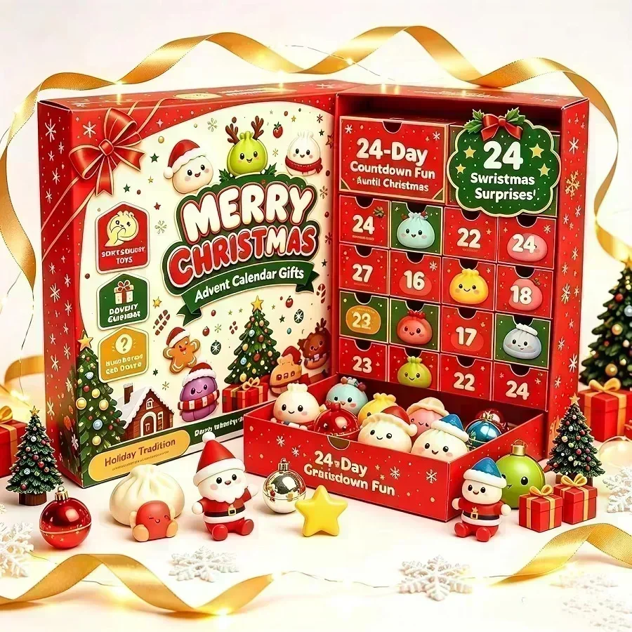 2027 Christmas/;; Countdown Calendar 3D Decor Fidget Doll Advent Calendar Surprise Box Stress Relief Toy New Year Holiday Gift