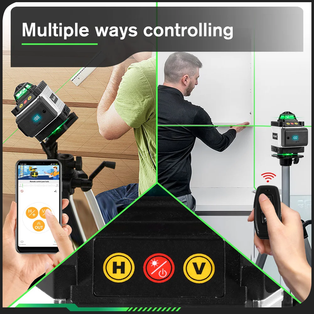 HGLINE Professional 16 خط مستوى الليزر مع APP التحكم عن بعد Selfleveling 360 ° مستوى الليزر الأفقي والرأسي #6