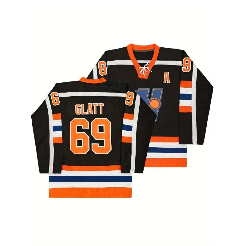 

Men's Hockey Jersey Embroidered Long Sleeve Pullover, V-Neck, Loose Fit, Perfect for Training and Competition Men Clothing