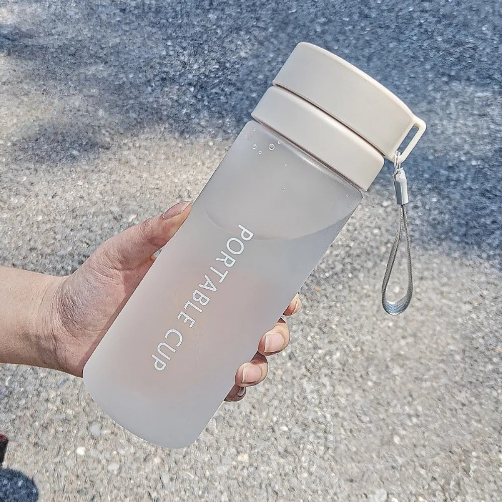 New Transparent Water Cup 800ML Large Capacity Sports Water Bottle with Lanyard Frosted Plastic Cup Kids