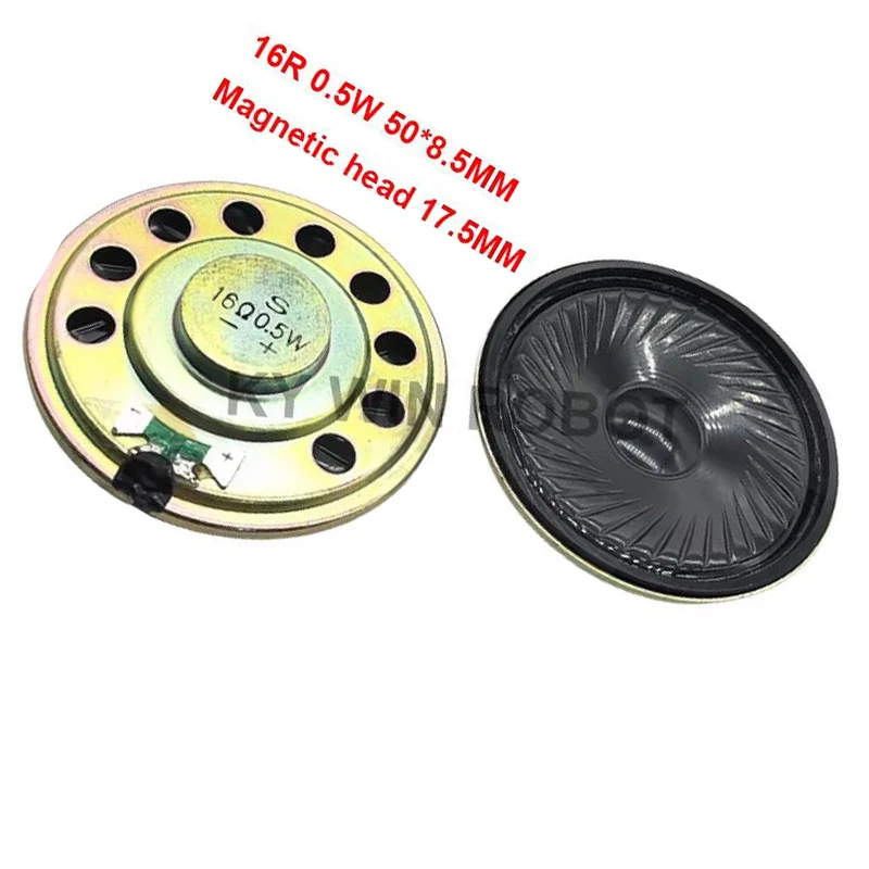 2pcs/lot High Quality New Ultra-thin Speaker 16 Ohms 0.5 Watt 0.5W 16R Speaker Diameter 50MM 5CM Thickness 8.5MM IC Electronic