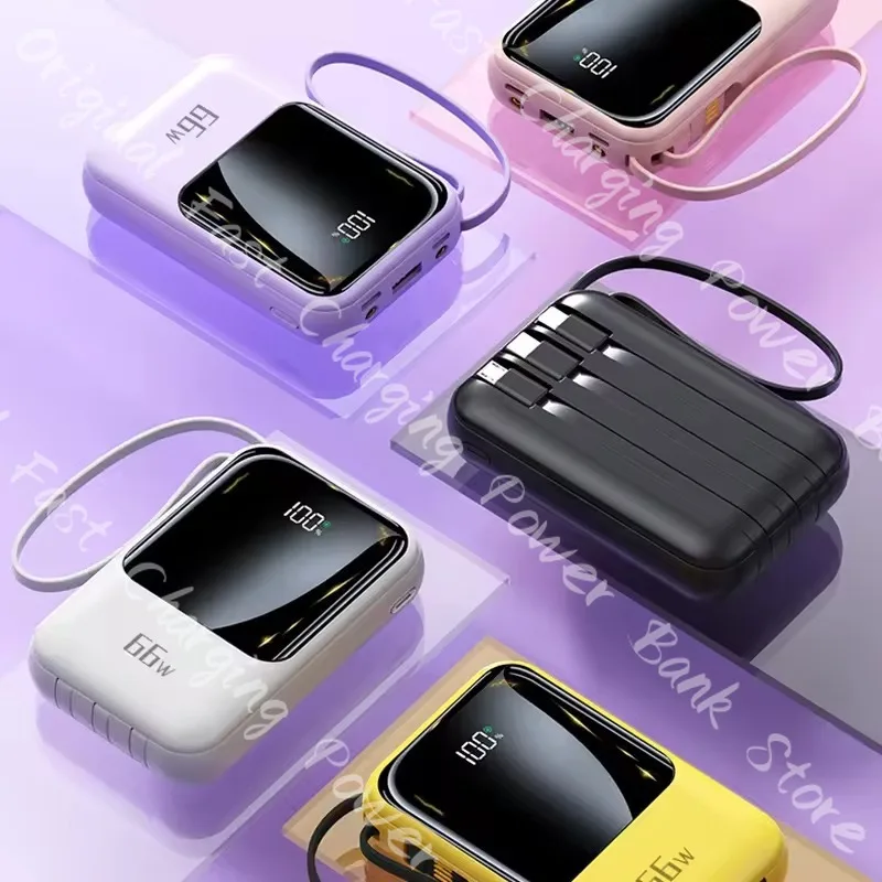 Xiaomi power bank 66w carregamento super rápido bateria externa 30000mah mini power bank para iphone samsung carregador com luz de cabo