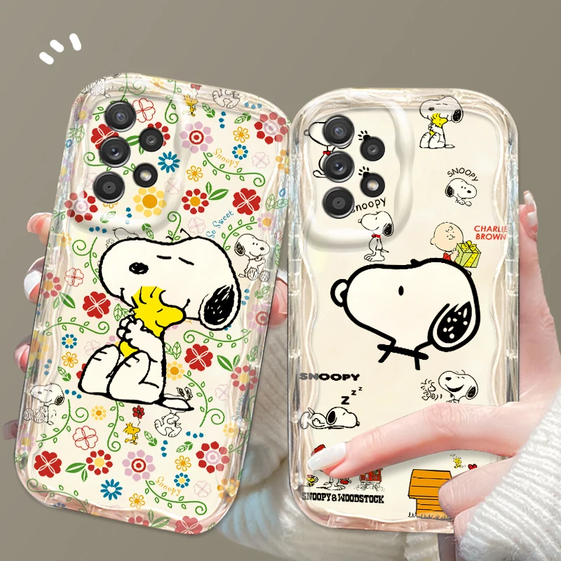 Snoopy Cute Trendy For Samsung A55 A54 A53 A52 A35 A34 A33 A32 A25 A24 A23 5G Wave Oil Cover Phone Case