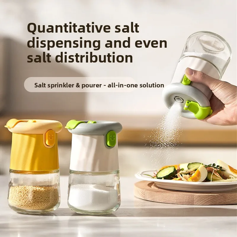 Glass Salt Shaker Spice Jars Salt Sugar Pepper Shaker Box Reusable Sealing Measuring Seasoning Jar BBQ Kitchen Accessories
