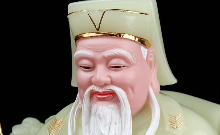 High-grade gilding jade BUDDHA figure HOME shop Prosperity God of wealth CAI SHEN YE TU DI GONG FENG SHUI statue