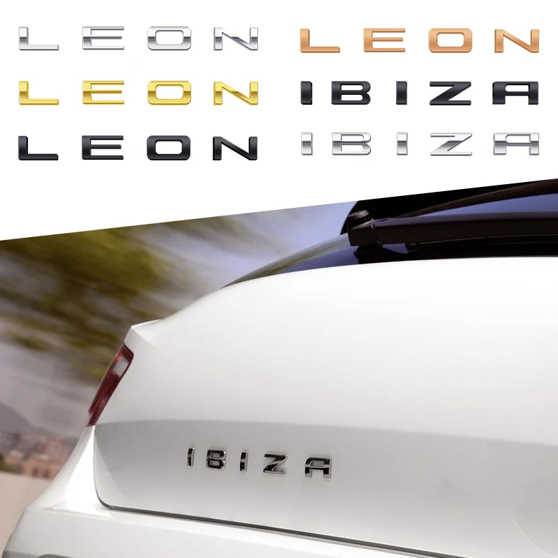 1pcs 3D IBIZA Leon logo Letter Emblem Metal Car Badge Decoration Rear Trunk Sticker Accessories For Seat FR Altea vz Decoration