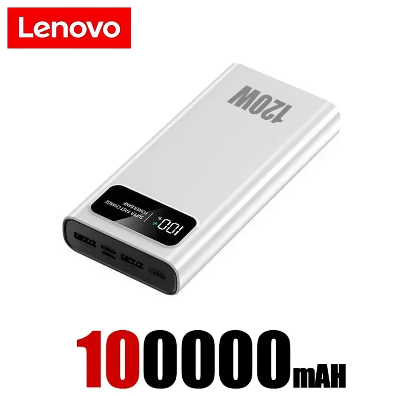 Lenovo 200000mAh Power Bank 120W Schnelles Laden, supergroße Kapazität, Outdoor-Powerbank für mehrere Geräte mit LED-Digitalanzeige