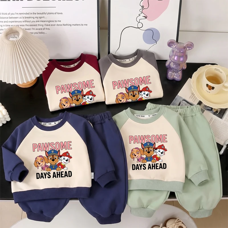 Boys O Neck Spliced Long Sleeve Hoodies Sets Spring/autumn Chidren Clothing Set Baby Kids Casual Sweatshirt Suit New Tracksuit
