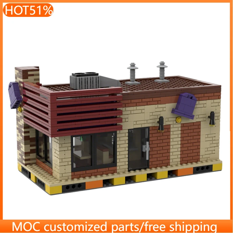 1184 PCS Construction fast food restaurant MOC Customize Modular Building Block Design Creative Design DIY Boy Festival Toy Gift
