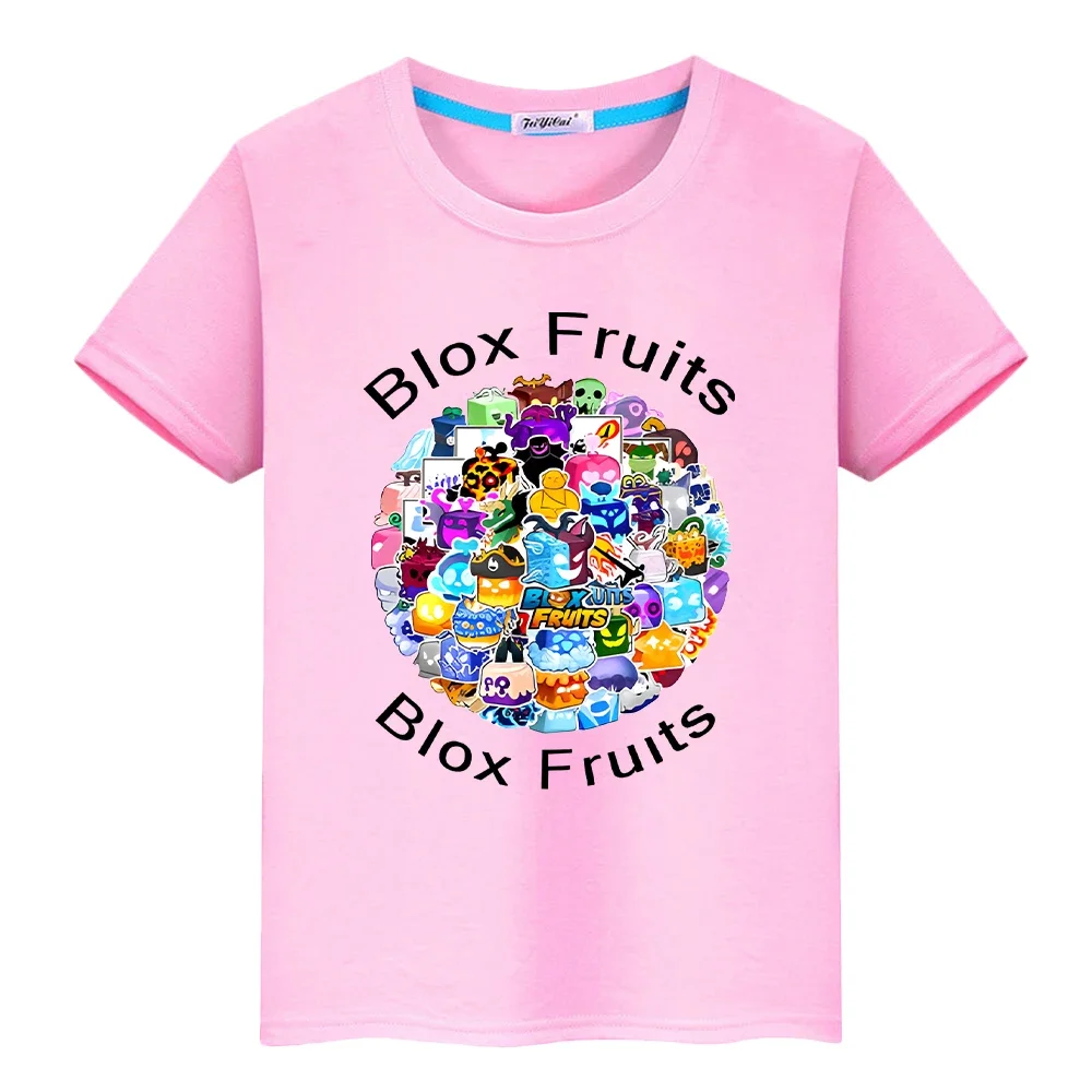 t shirt for kids boy 10years New Game Blox Fruits 100%Cotton anime Tees y2k one piece Short Tops pride tshirt kids clothes girls