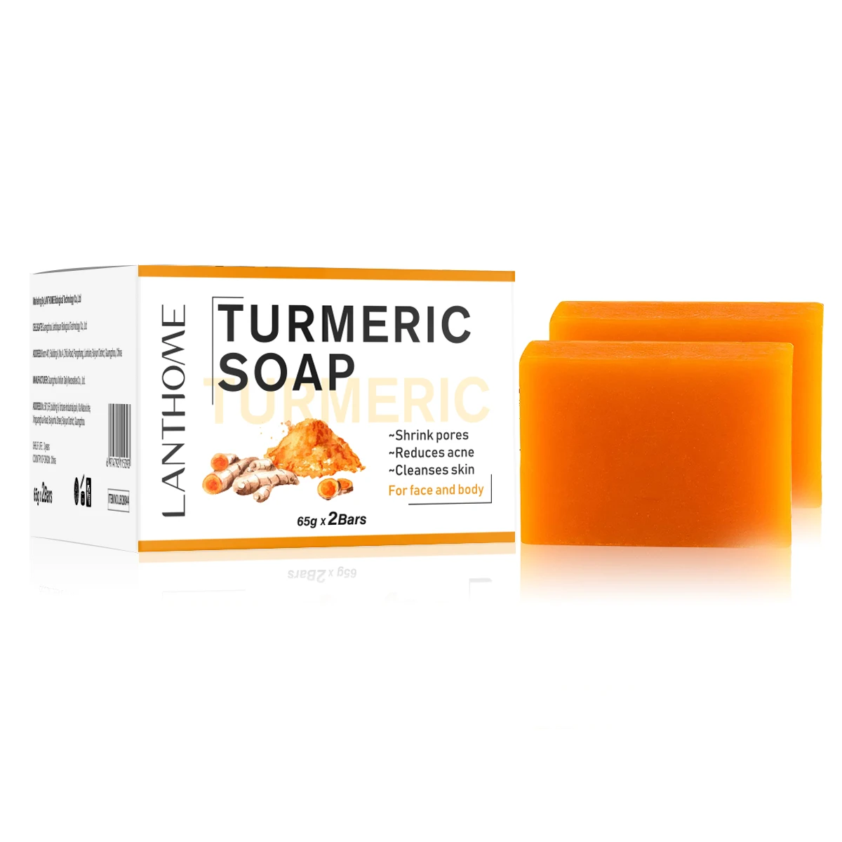 130g Turmeric Whitening Soap Remove Acne Clean Oily Skin Natural Chinese Medicine Ingredients Body Care Anti Aging Handmade Soap