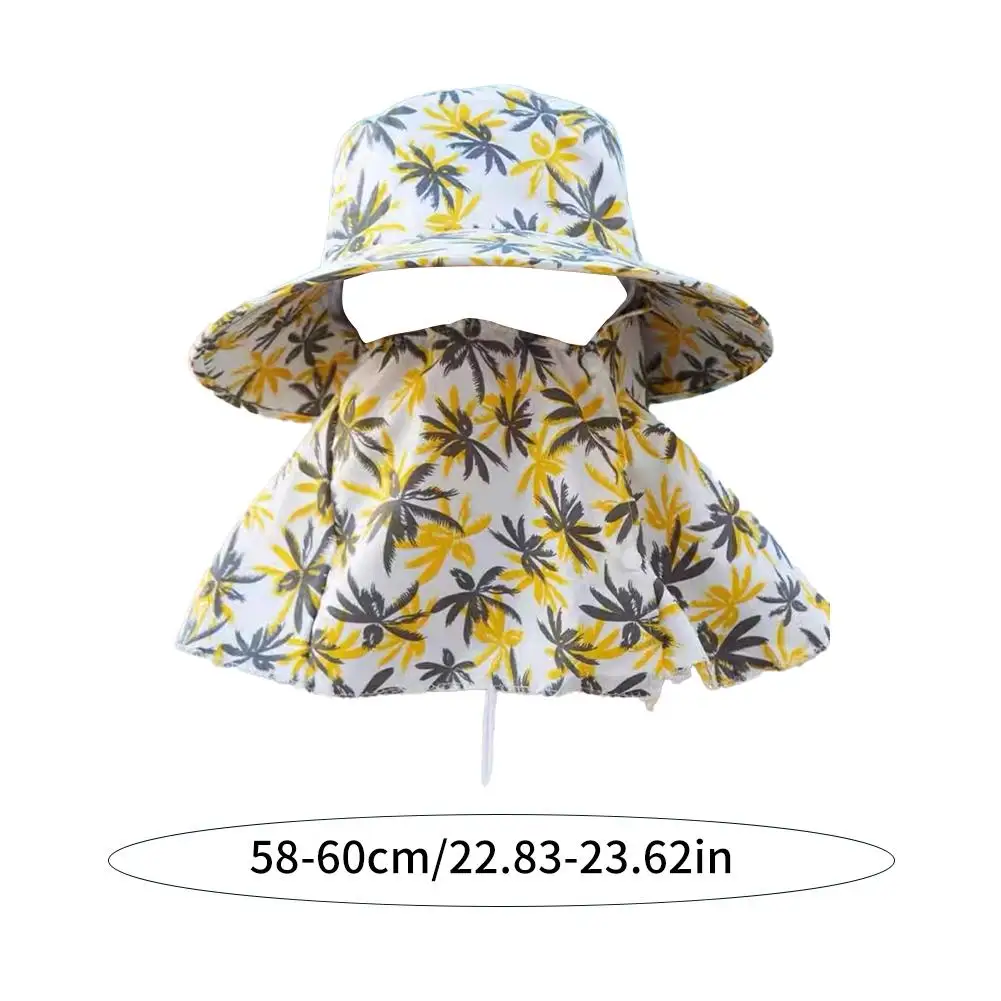 Fashion Women Summer Outdoor Riding Anti-UV Sun Hat Beach Foldable Sunscreen Simple Solid Color Caps Neck Face Wide Brim Hat