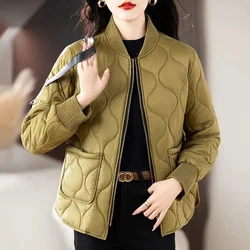 2024Winter Cotton Jacket Women Down Jacket Zippered Stand Up Collar Loose Slim Fashionable Female Stylish Warm External Wear Top