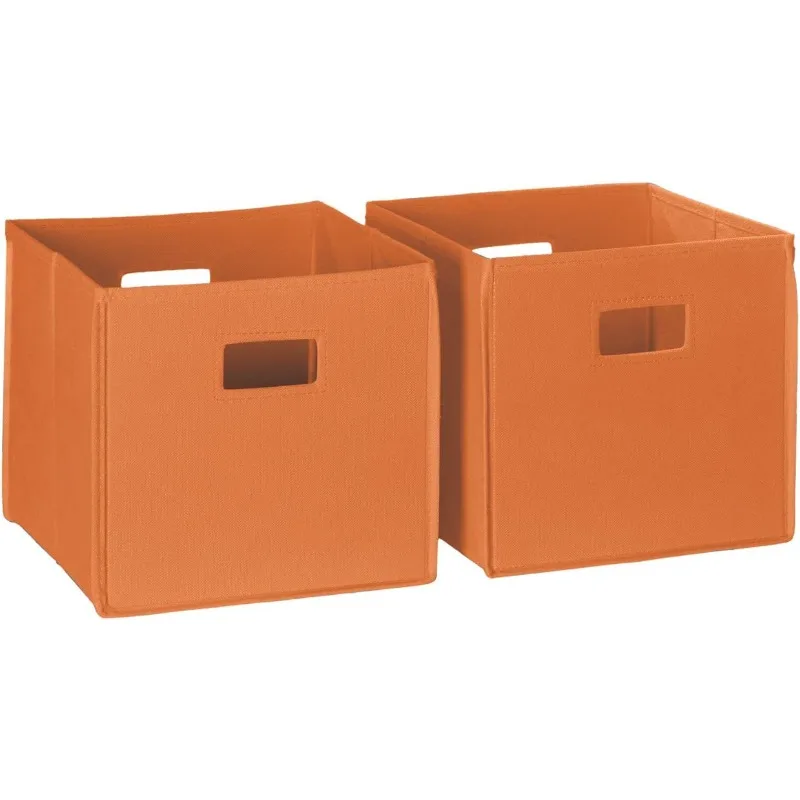 

2 counts Folding Storage Bin Set, No Size, Orange, 2 Count