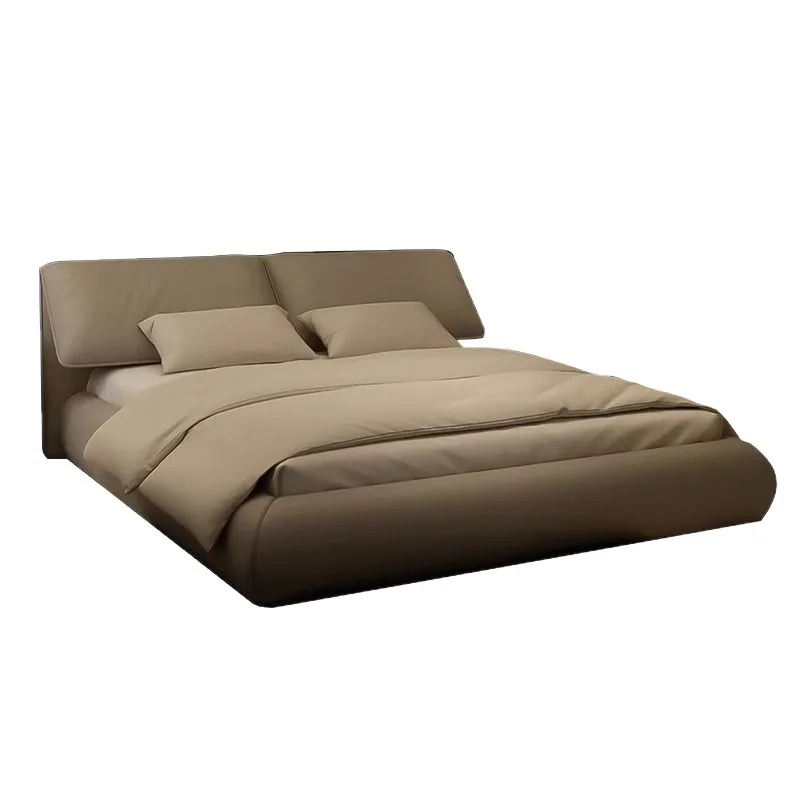 

Кожаная кровать со слоновьими ушками, светлая, роскошная, современная, простая, двуспальная, брачная кровать для главной спальни