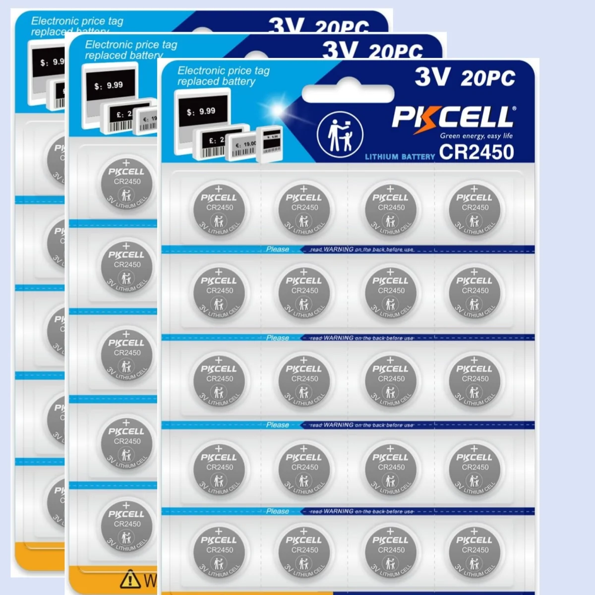 

PKCELL 60 шт. CR2450 3 В литиевая батарея ECR2450 BR2450 кнопочные батарейки типа «таблетка» для часов с видеокамерой