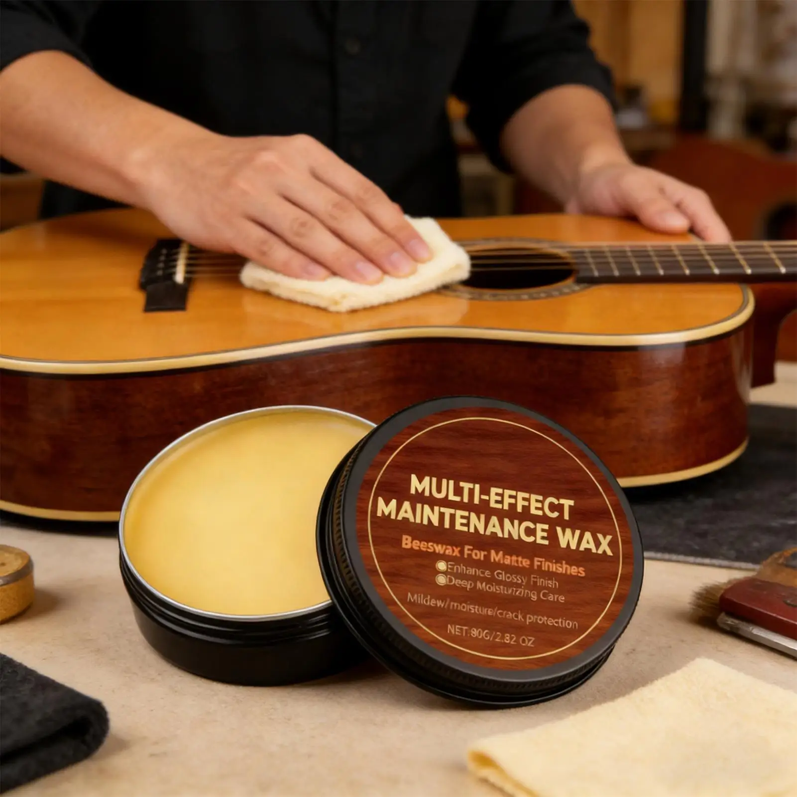 Gitarren-Polierwachs für Violine, E-Gitarre, Holzinstrumentenpflege, Rissprävention, Schutzöl, Anti-Schimmel-Reinigung