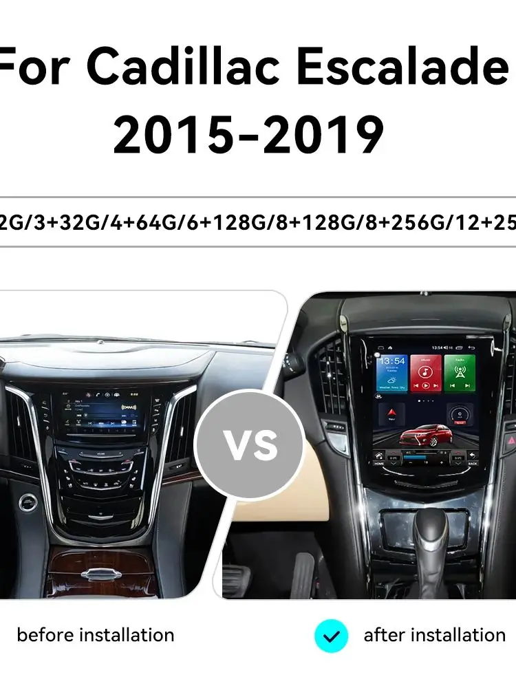 Android 14-Bildschirm Carplay für Cadillac Escalade 2015-2019 Android Auto GPS Navigation Head Unit Multimedia Player Autoradio